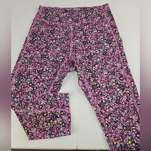 Tek Gear Workout Gear Women's Floral Pink Leggings Crop Size XL AE-2282